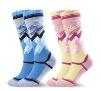 West Biking Chaussettes de ski pour enfants - Lot de 2 paires d’épaisses chaussettes thermiques pour enfants, en laine mérinos, chaussettes chaudes pour enfants pour temps froid, pour le ski et la
