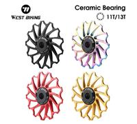 WEST BIKING-Dérailleur arrière pour vtt, roue à poulie CNC, 11T 13T, roulement en céramique, vélo de route léger, manette de vit 13T Purple