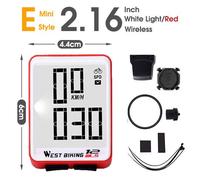 West Biking-Ordinateur De Vélo Sans Fil Étanche,Compteur De Vitesse Numérique,Odomcirculation,Avec Rétro-Éclairage,Chronomètre - Type E Wireless Red