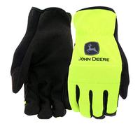 West Chester John Deere JD86018-L Gants de paume en cuir synthétique - Grande taille Hi-Dex Spandex Dos Gants avec selle de pouce renforcée en polyuréthane, poignets élastiques froncés