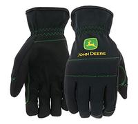 West Chester John Deere JD86021-L Hi-Dex Synthetic Palm Gloves - Large, 4-Way Stretch Spandex Back Gloves with Padded Knuckles, Reinforced Thumb Saddles