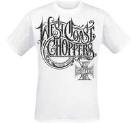 West Coast Choppers Uomo T-Shirt Script Customs S M L XL XXL 3XL White T-Shirts à Manches Courtes(X-Large)