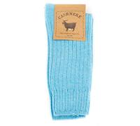 WEST COAST KNITWEAR Womens Fine Cashmere and Merino Wool Super Soft and Warm Winter Fluffy Mid-Calf Socks (Blue)