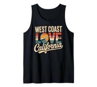 West Coast Love California Retro Surf Ocean Sunset Beach Débardeur