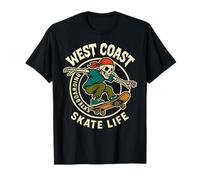 West Coast Skeleton Skateboard Retro Skate Life T-Shirt