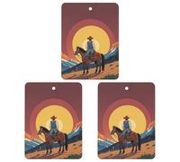 West Cowboy Lot de 3 désodorisants carrés à suspendre pour voiture, maison, bureau, style noir