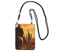 West Desert Cactus avec Cowboys Riding Horses1 Sac à bandoulière imprimé pour femme, sac à bandoulière, sac à main, mini sac de sport de voyage pour téléphone, noir, One Size