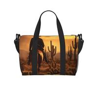 West Desert Cactus avec Cowboys Riding Horses1 Sac de gym imprimé pour femme, sac de week-end, sac pour articles personnels, sac à bandoulière pour femme et homme, noir, One Size