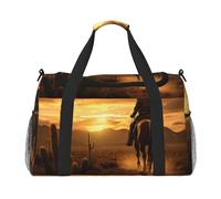 West Desert Cactus avec Cowboys Riding Horses2 Sac à bandoulière pour femme et homme Sac à bandoulière pour le yoga et les voyages, noir, One Size