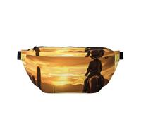 West Desert Cactus avec Cowboys Riding Horses2 Sac banane imprimé avec sangle réglable Sac banane pour voyage, course à pied, randonnée