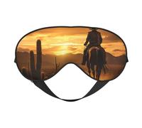 West Desert Masque pour les yeux Motif cactus avec cowboys équitation à cheval 2 Imprimé soyeux Confortable Réglable Doux pour dormir