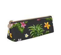 West Desert Trousse à crayons triangulaire et pochette à maquillage en cuir PVC avec fermeture éclair pour l'école, le bureau, les voyages, Ananas tropical hawaïen., One Size, Cartable