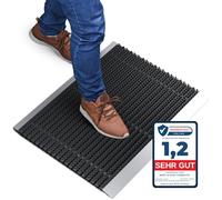 WEST & EAST Paillasson d'extérieur en Aluminium avec brosses, Tapis d'entrée, paillasson en métal, paillasson Aluminium, Essuie-Pieds en Aluminium, paillasson métallique (Noir 55 x 90 cm)