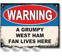 West Ham - Cadeau amusant pour homme ou garçon - The Hammers Football Grumpy West Ham Fan Lives Here - Affiche en métal pour homme - Affiche en métal pour papas FC Man Cave ou Home Bar