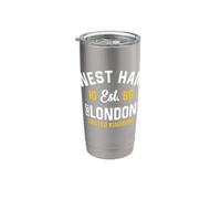 West Ham East London Royaume-Uni Est. 1086 Blanc et or Gobelet isotherme en acier inoxydable double paroi