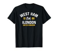 West Ham East London Royaume-Uni Est. 1086 Blanc et Or T-Shirt Graphique avec Valeur