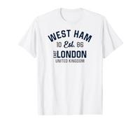 West Ham East London Royaume-Uni Est. 1086 Bleu Marine et Gris T-Shirt Graphique avec Valeur