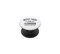 West Ham East London United Kingdom Imprimé Vieilli Bleu Marine/Gris PopSockets PopGrip Adhésif