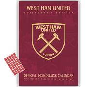 West Ham United Calendrier mural 2026 de luxe avec cadre prêt à l'emploi et autocollants d'organisation inclus