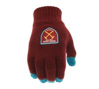 West Ham United Gants tricotés compatibles avec écran tactile adulte - EPL authentique, bordeaux, taille unique, Rose Claret, One Size