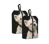 West Highland Terrier avec Collier， Lot de 2 Sacs à Chaussures de Voyage, Sacs de Rangement imperméables, Organisateur de Chaussures pour Les Voyages et la Maison