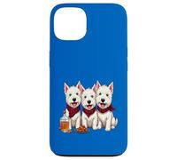 West Highland Terriers, foulard écossais et whisky Coque pour iPhone 13
