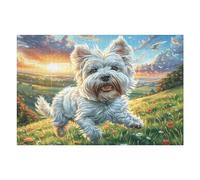West Highland White Terrier 1000 Pieces Casse tête Créatif en Carton Épais Rigide poupée Animal de Compagnie Difficulté Moyenne Activité Manuelle Loisir Créatif Cadeau Noël Qualité Premium 1000 PCS