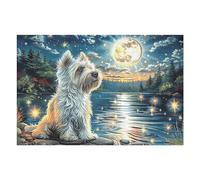 West Highland White Terrier 1000 Pieces Casse-tête Expert Confirmé en Carton Épais Rigide Très Difficile Niveau Expert Motif Complexe Cadeau Anniversaire Premium 1000 PCS/75x50cm