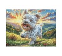 West Highland White Terrier 500 Pièces Puzzle Débutant en Carton Anti Déchirure poupée Animal de Compagnie Facile Apprentissage Anti Stress Passe Temps Cadeau Fête des Mères Petit Prix 500 PCS