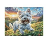 West Highland White Terrier 500 Pièces Puzzle pour Ado en Carton Anti Déchirure poupée Animal de Compagnie Facile Débutant Jeu De Société Soirée Entre Amis Cadeau Anniversaire Petit Prix 500 PCS