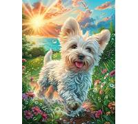 West Highland White Terrier dans Le Jardin 1000 Pièces Puzzle Adulte en Carton Épais Anti-Déchirure Peinture à l'huile Animaux et Plantes Anti-Stress Loisir Créatif Difficile Niveau Expert Idée Cade