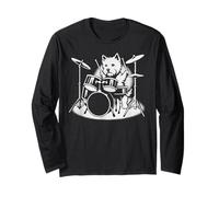 West Highland White Terrier Jouant de la Batterie pour Les Amoureux des Chiens Manche Longue