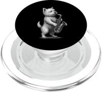 West Highland White Terrier jouant du saxophone Jazz Musique Chien PopSockets PopGrip pour MagSafe