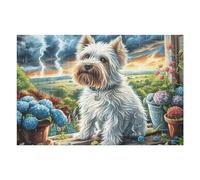 West Highland White Terrier Mignon enneigé 1000 Pièces Puzzle Adolescent en Carton Rigide Animal Animal de Compagnie Poupée Difficulté Moyenne Activité Éducative Voyage Déplacement Cadeau Anni