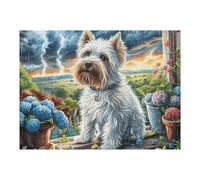 West Highland White Terrier Mignon enneigé 500 Pieces Casse tête Expert Confirmé en Carton Haute Densité Épais Animal Animal de Compagnie Poupée Très Difficile Anti Stress Loisir Créatif Cadea
