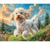 West Highland White Terrier Mignon mer de Fleurs 300 Pièces Puzzle Adolescent en Carton Anti-Déchirure Faune Sauvage Difficulté Moyenne Activité Éducative Passe-Temps Petit Prix Pas Cher Premium 300
