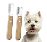 West Highland White Terrier Peigne d'épilation en acier inoxydable avec dents courtes pour couper les poils métalliques, peigne pour chien en acier inoxydable avec dents longues pour le toilettage des