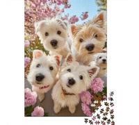 West Highland White Terrier Puzzles en Bois 1000 Pièces Adultes Jeu De Défi Familial Cadeaux d'anniversaire pour Décoration Intérieure Jeux ÉduChatifs Stress Relief 1000pcs (75x50cm)