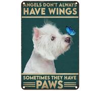 West Highland White Terrierangels Don'T Always Have Wings Poster en métal rétro vintage en métal Décoration murale 20,3 x 30,5 cm