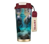 West Indian Lamantins Tasse à café à double paroi en acier inoxydable 316, durable, isolée et élégante pour les amateurs de café et de thé