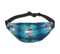 West Indian Manatees Sac banane pour homme et femme en polyester imprimé avec sangle réglable pour voyage, marche, sport, Noir , Taille unique