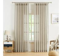 WEST LAKE Bailey Rideaux Semi-Transparents plissés avec Crochets - Rideaux filtrant la lumière de Style bohème pour Chambre à Coucher, Salon - Traitement de fenêtre Rustique texturé - 101,6 x 213,4 x