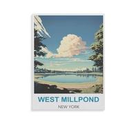 West Mill Pond New York，1000 Pièces Puzzle pour Adultes Enfants Adolescents, Intelligence Soulagement du Stress Divertissement Papier Jouets Bricolage Anniversaire（50x70cm）-HI36