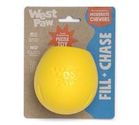 WEST PAW Zogoflex Rumbl Jouet distributeur de friandises ou croquettes pour chien, jouet interactif à mâcher à alimentation lente pour chiens, pour chien mâcheur modéré, Jaune pissenlit, taille S