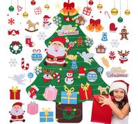 WEST STORY Sapin de Noël en Feutre pour Enfants, 3.3FT DIY Feutre Arbre De Noël pour Enfants avec 25 Ornements, Sac de rangement en rouge & Lumineuse de 5m, Sapins De DéCoration Murales Fenêtre Porte