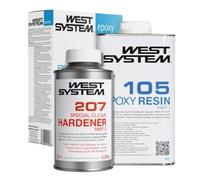 WEST SYSTEM 105/207 Résine époxy et durcisseur (pack de 1) - Époxy de qualité marine pour bois, métal et fibre de verre, convient à une utilisation extérieure - Pour les surfaces en polyester