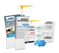 WEST SYSTEM Kit Projet - Résine époxy marine avec pompes, charges pour bois | Métal, fibre de verre, Kit résine époxy complet débutant pour sol, réparation bateau, mobilier et bricolage