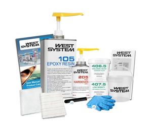 WEST SYSTEM Kit Projet - Résine époxy marine avec pompes, charges pour bois | Métal, fibre de verre, Kit résine époxy complet débutant pour sol, réparation bateau, mobilier et bricolage