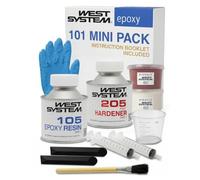 WEST SYSTEM Kit Résine Époxy 101 Mini Pack - Colle et Résine Epoxy Transparente 105 (250g) & Durcisseur 205 (50g), Adhésif Marine pour Bois, Métal - Étanche pour Bricolage, Bateaux, Ratio 5:1