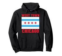 West Town Chicago Illinois Flag Loop 773 312 Plat à Pizza Profond Sweat à Capuche